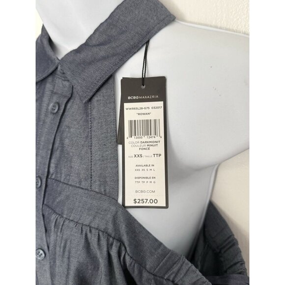 NWT BCBG MAXAZRIA SIZE XXS ROWAN COLD-SHOULDER SHIRT DRESS WWR65L28 MSRP $257 - Picture 15 of 16